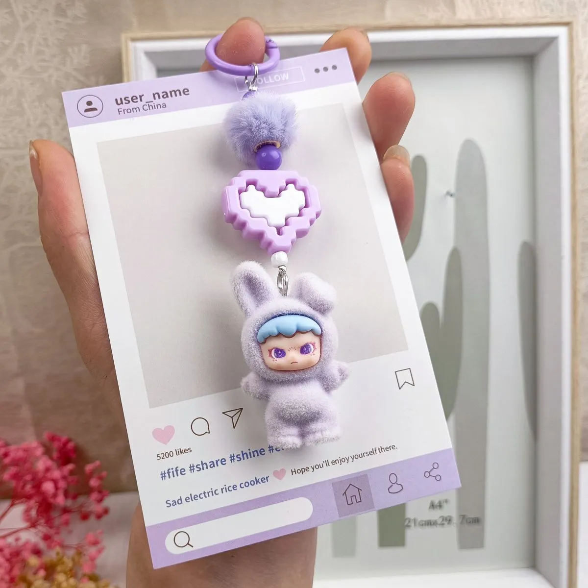 Flocked Floppy-Ear Labubu Keychain – POP MART Blind Box DIY Charm Accessory, Cute Monster Bag Pendant for Backpack & Purse